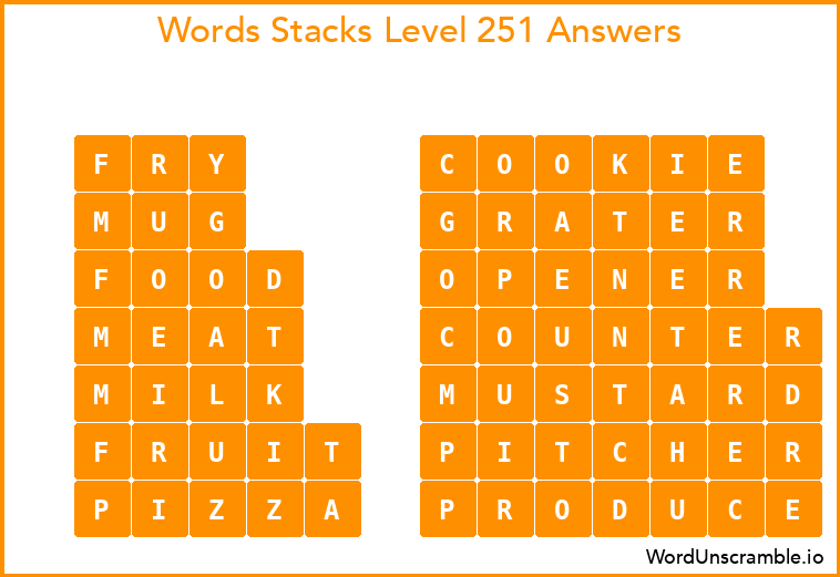 Word Stacks Level 251 Answers