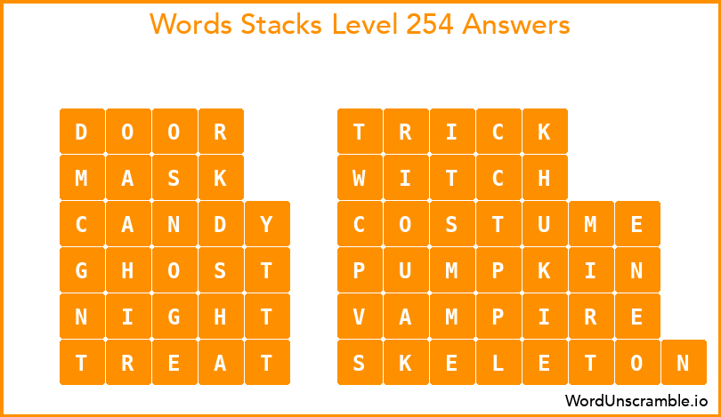 Word Stacks Level 254 Answers