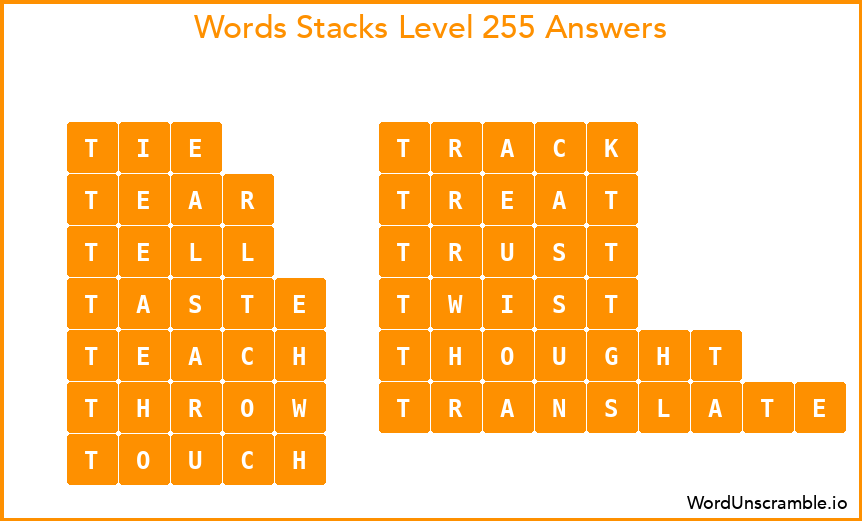 Word Stacks Level 255 Answers