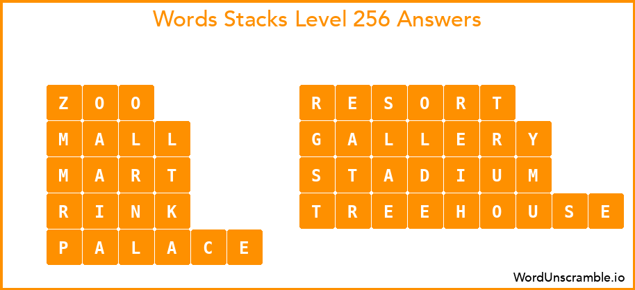 Word Stacks Level 256 Answers