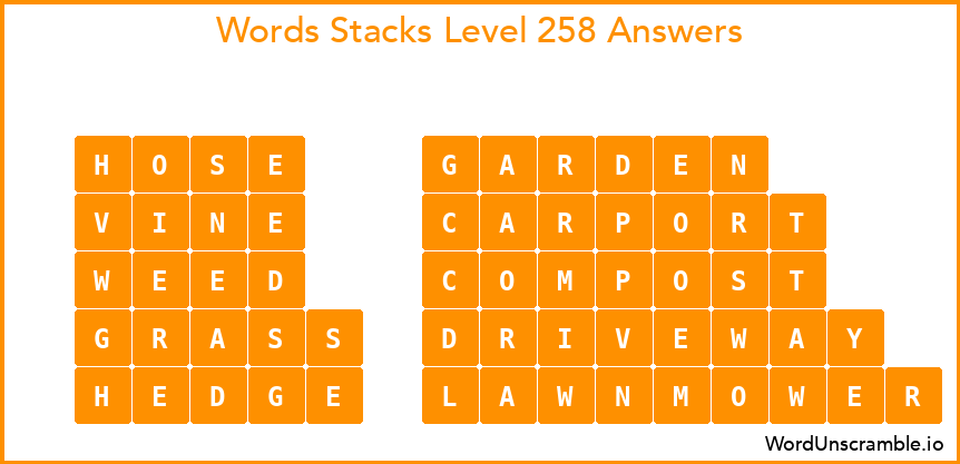 Word Stacks Level 258 Answers