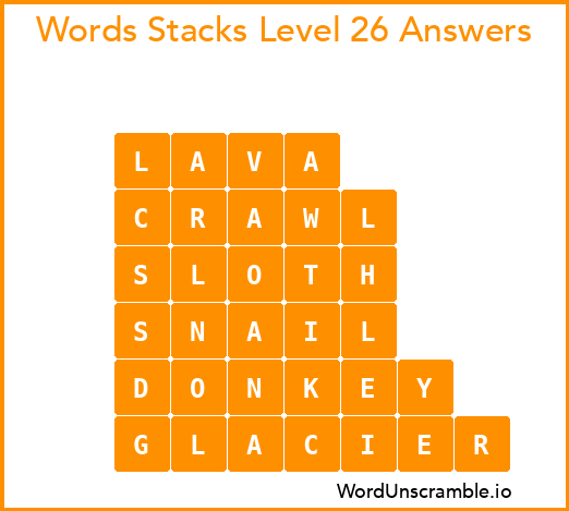 Word Stacks Level 26 Answers