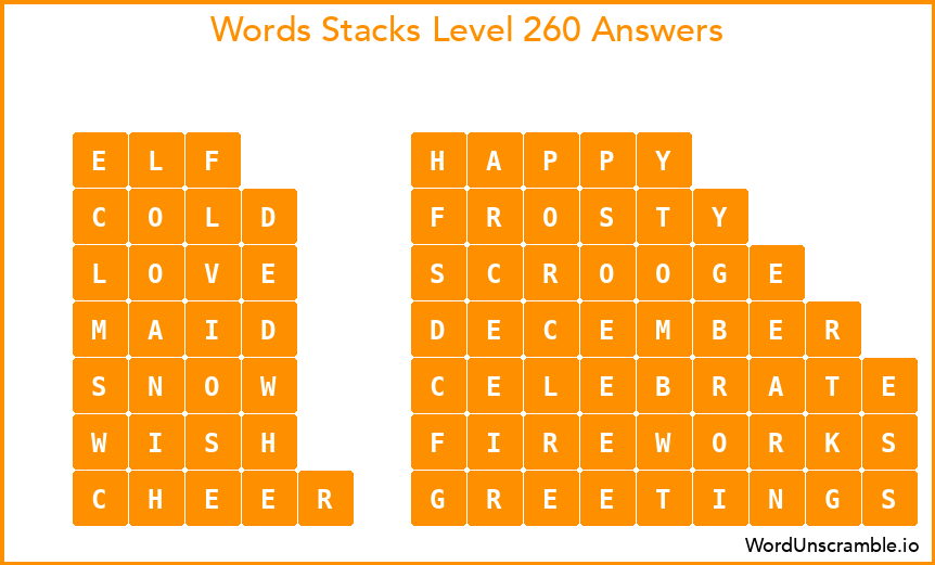 Word Stacks Level 260 Answers