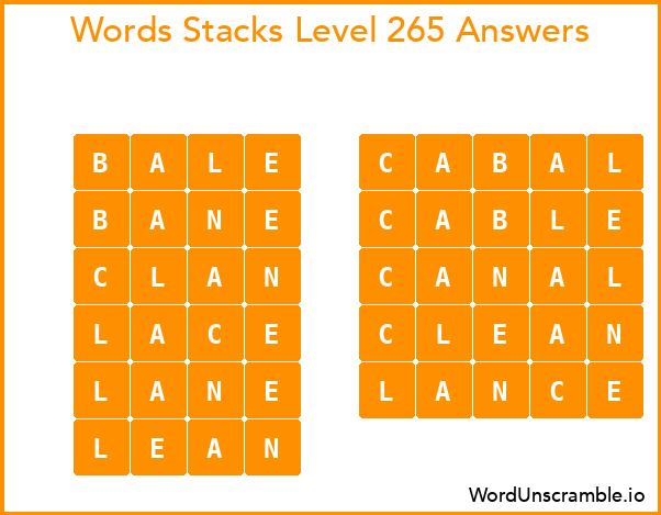 Word Stacks Level 265 Answers