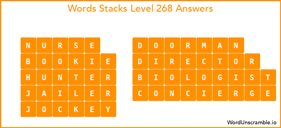 Word Stacks Level 268 Answers