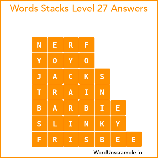Word Stacks Level 27 Answers