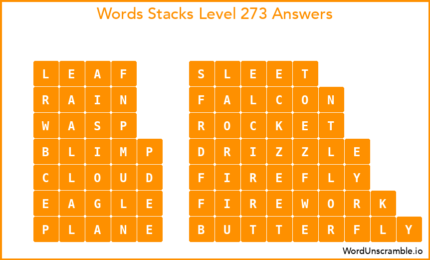 Word Stacks Level 273 Answers