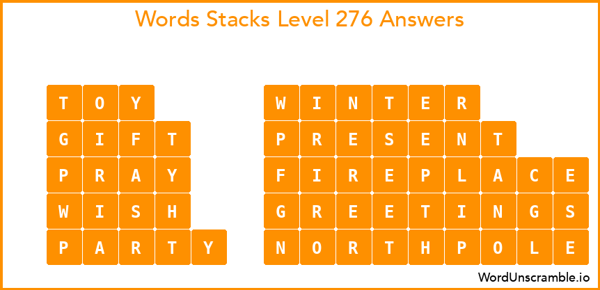Word Stacks Level 276 Answers
