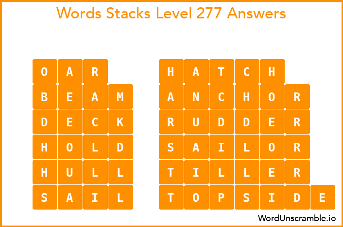 Word Stacks Level 277 Answers