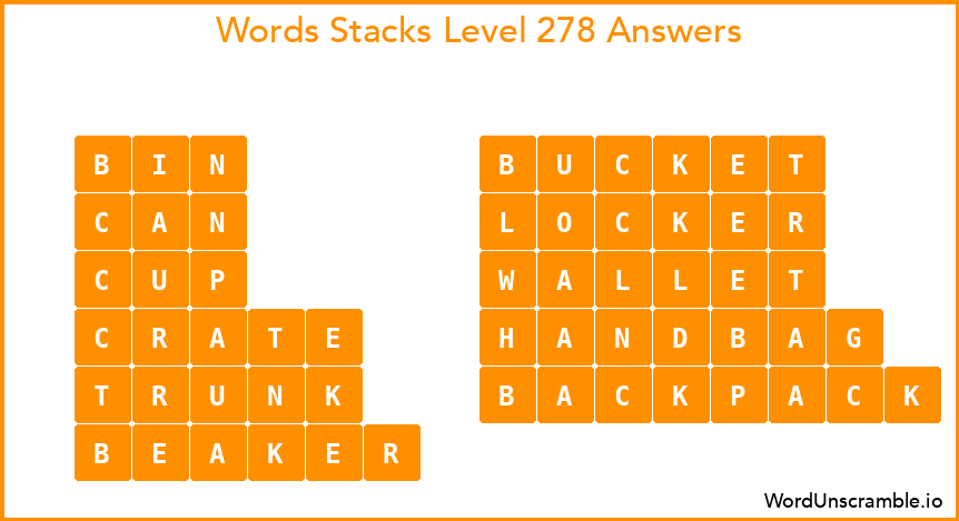 Word Stacks Level 278 Answers