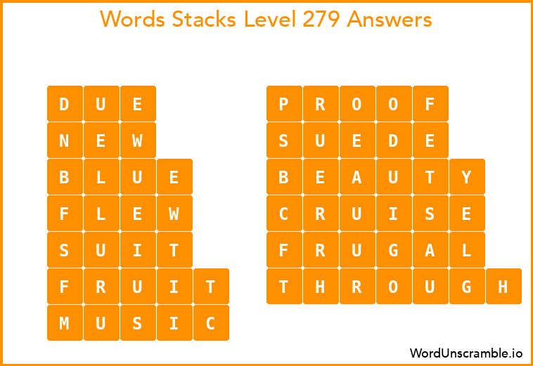Word Stacks Level 279 Answers