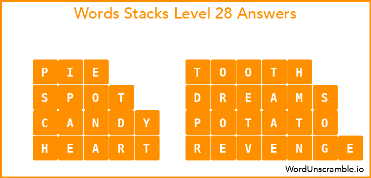 Word Stacks Level 28 Answers