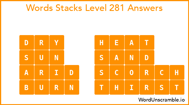 Word Stacks Level 281 Answers