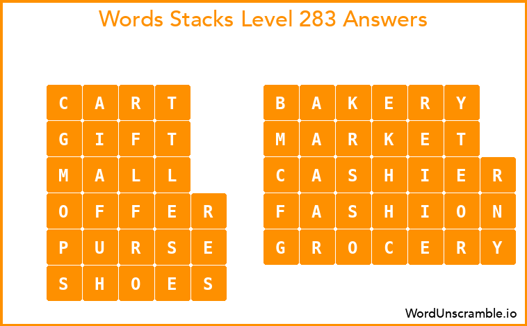 Word Stacks Level 283 Answers