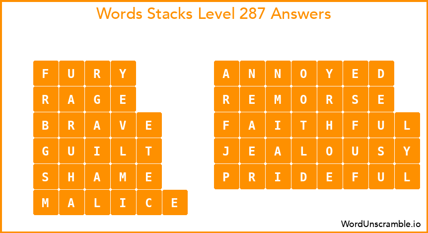Word Stacks Level 287 Answers