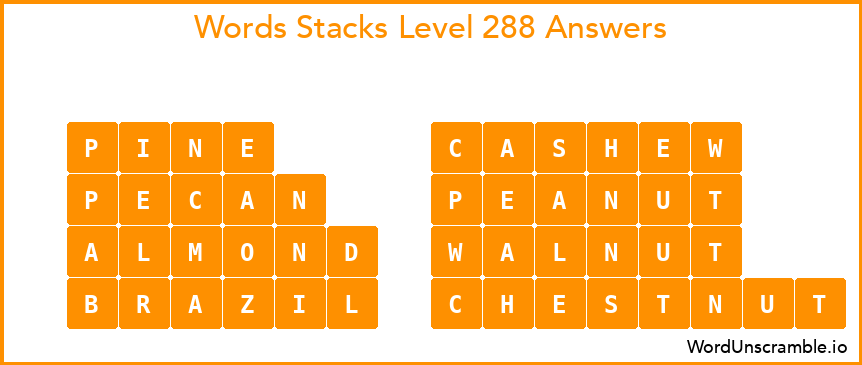 Word Stacks Level 288 Answers