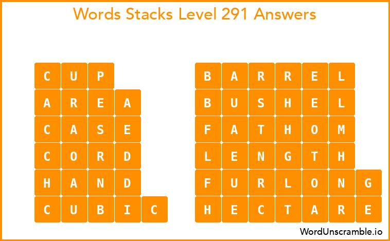 Word Stacks Level 291 Answers