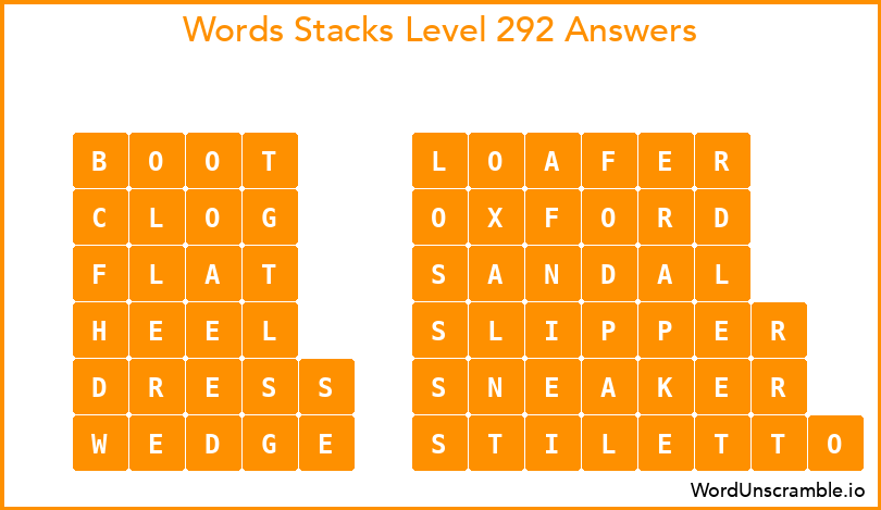 Word Stacks Level 292 Answers