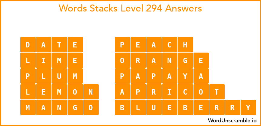 Word Stacks Level 294 Answers
