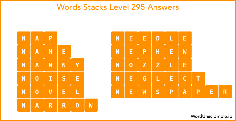 Word Stacks Level 295 Answers