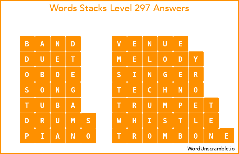 Word Stacks Level 297 Answers