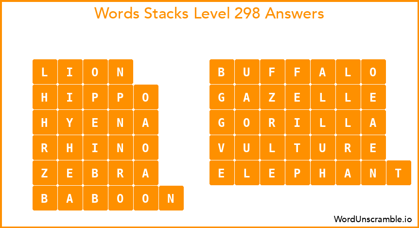 Word Stacks Level 298 Answers