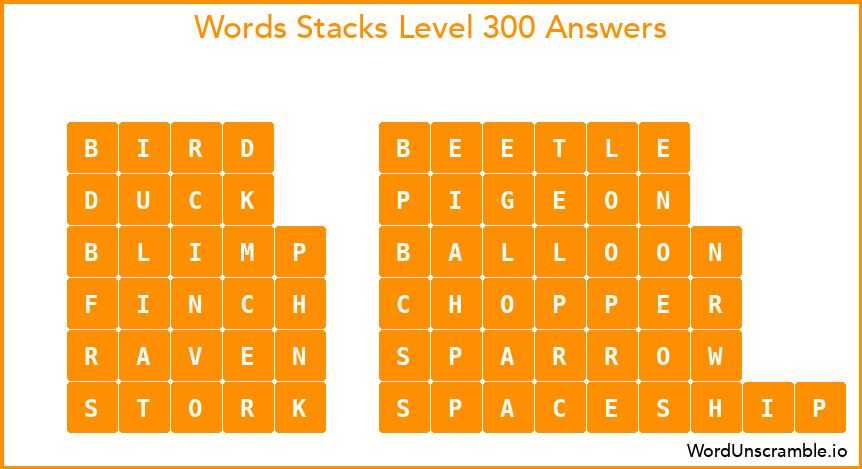 Word Stacks Level 300 Answers