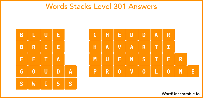 Word Stacks Level 301 Answers