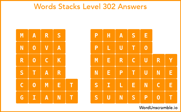 Word Stacks Level 302 Answers