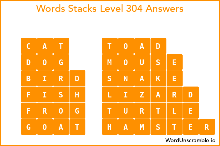Word Stacks Level 304 Answers