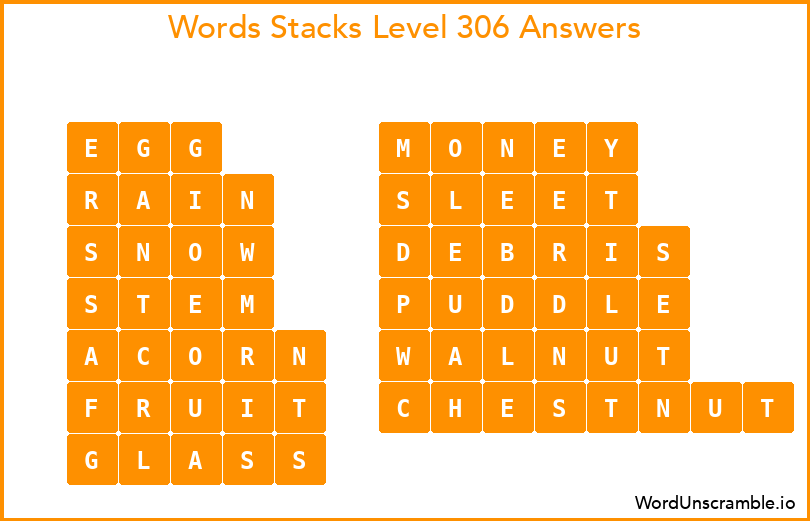 Word Stacks Level 306 Answers