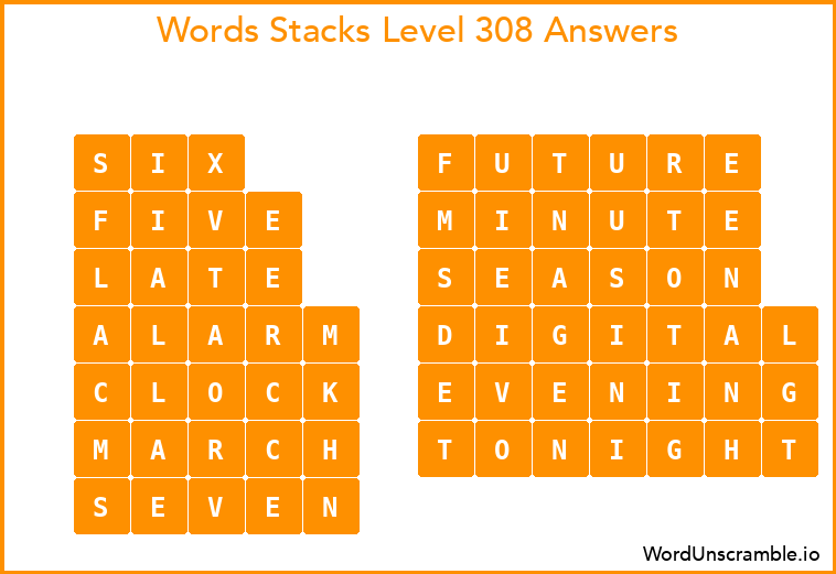 Word Stacks Level 308 Answers