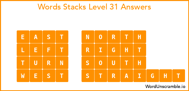 Word Stacks Level 31 Answers