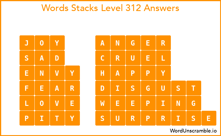 Word Stacks Level 312 Answers