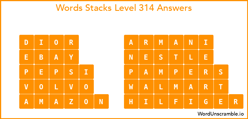Word Stacks Level 314 Answers