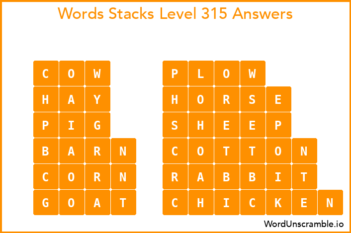 Word Stacks Level 315 Answers