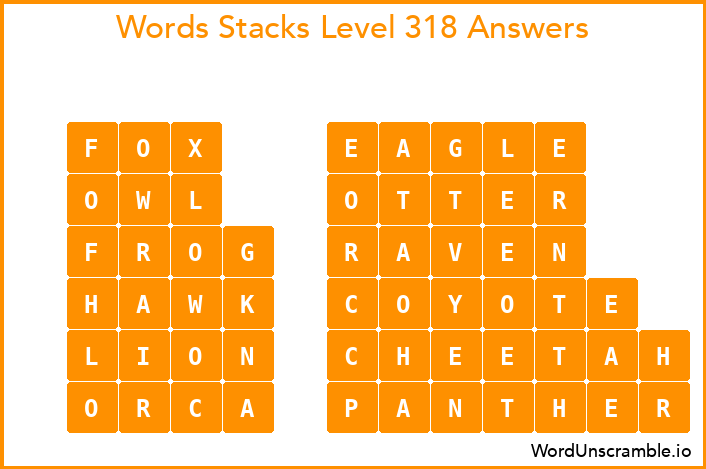 Word Stacks Level 318 Answers