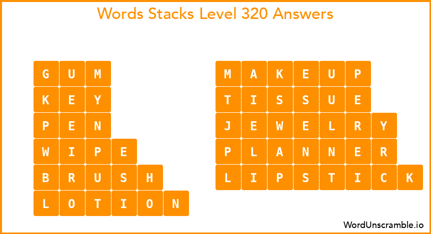 Word Stacks Level 320 Answers