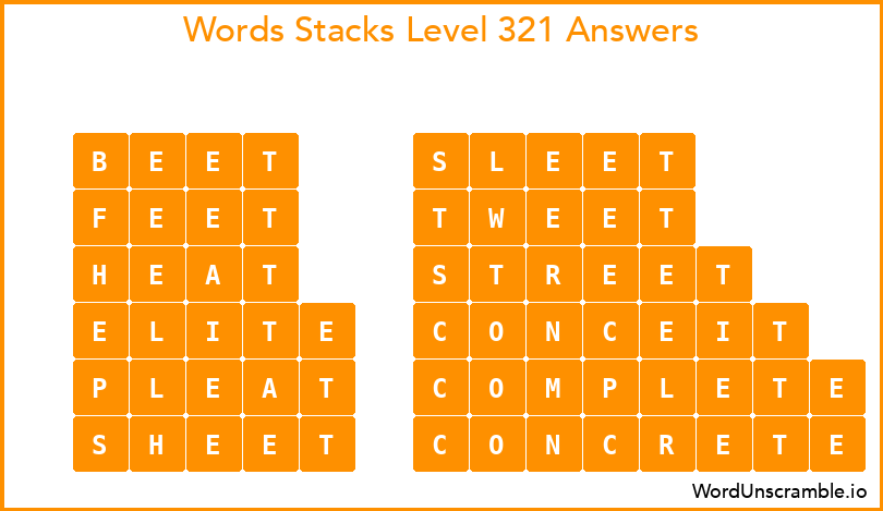 Word Stacks Level 321 Answers