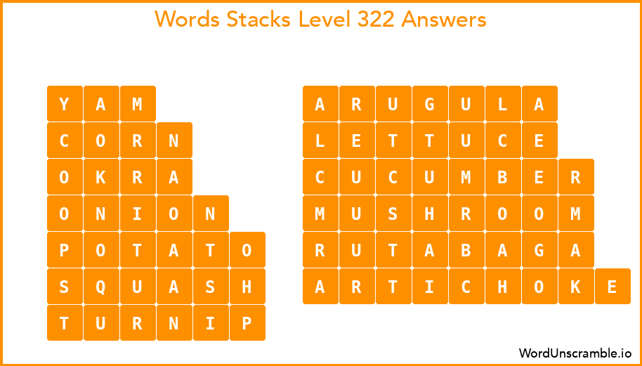 Word Stacks Level 322 Answers