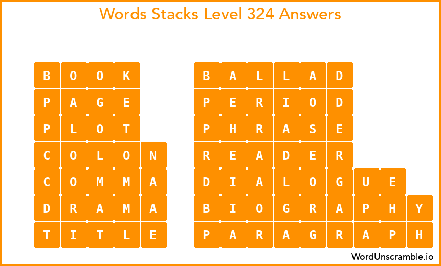 Word Stacks Level 324 Answers
