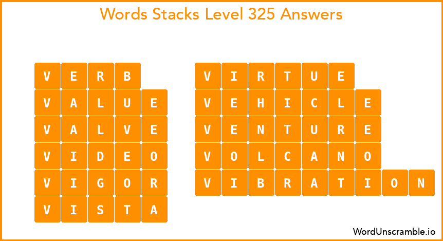 Word Stacks Level 325 Answers