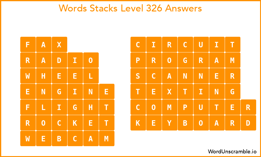 Word Stacks Level 326 Answers