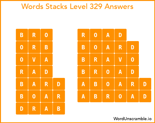 Word Stacks Level 329 Answers