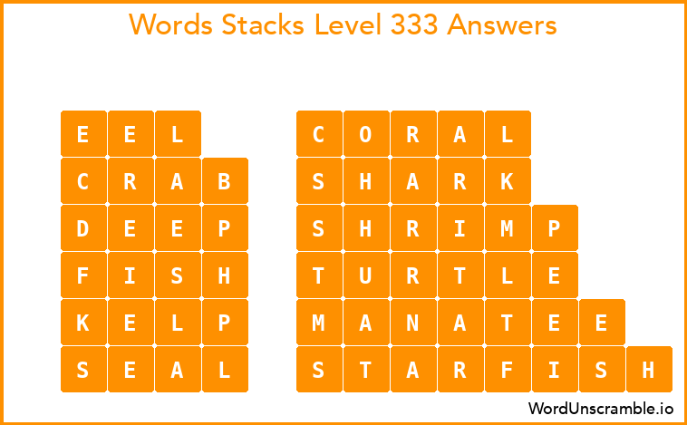 Word Stacks Level 333 Answers