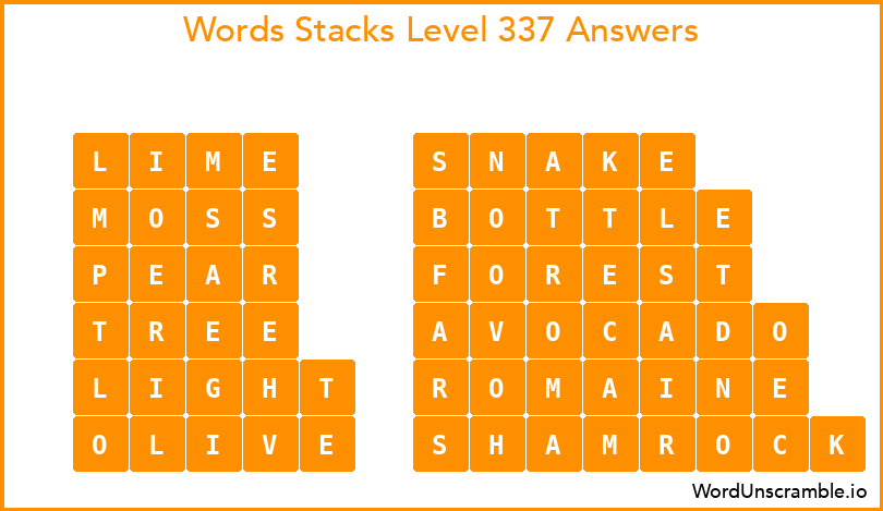 Word Stacks Level 337 Answers
