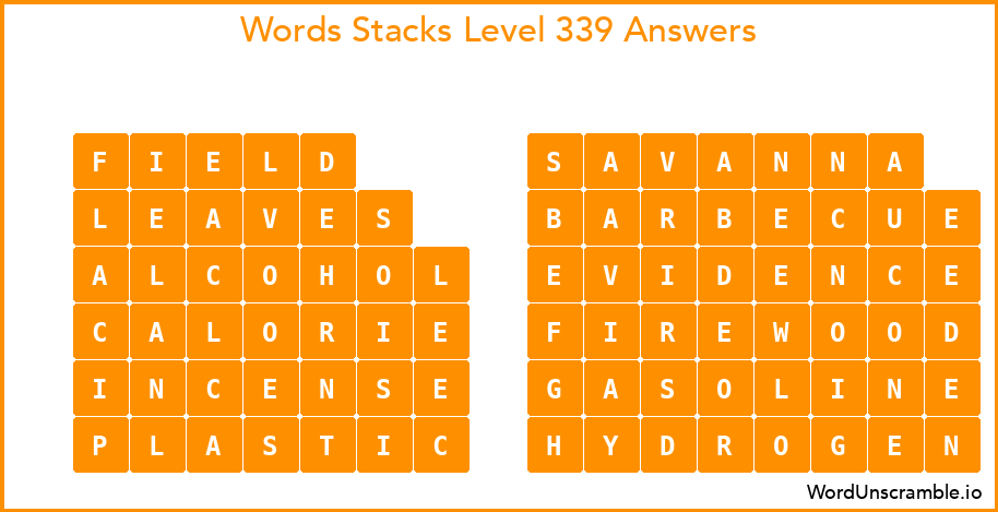 Word Stacks Level 339 Answers