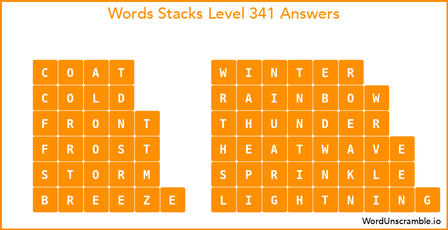 Word Stacks Level 341 Answers