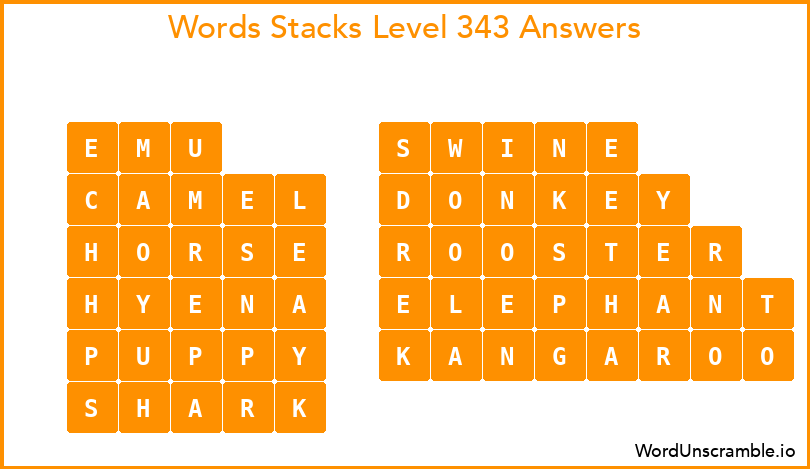 Word Stacks Level 343 Answers