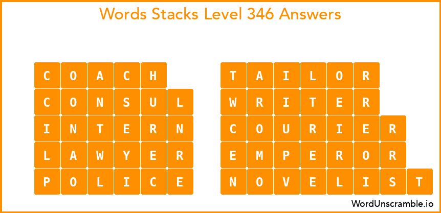 Word Stacks Level 346 Answers